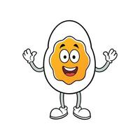 Joyful Egg Cartoon Character with Smiling Face, Arms Raised on Transparent BG vector