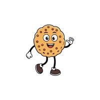 Cartoon Cookie Character Mascot Waving Hand With Happy Face on Transparent Background vector