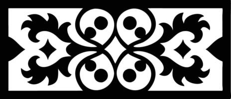 Decorative Floral Border Ornament in Black and White with Transparent Background vector