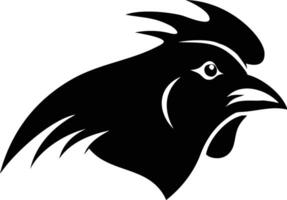 Black Rooster Head Profile Silhouette with Comb and Wattle on Transparent Background vector