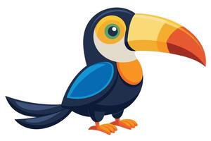 Cartoon Toucan with Bold Colors and a White Background vector