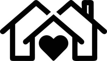 Two Houses Intertwined with Heart, Minimalist Icon on Transparent Background Design vector