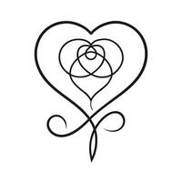 Outline Heart with Multiple Hearts and Swirl in Black with Transparent Background vector