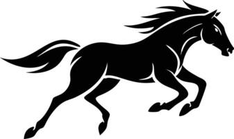 Elegant Running Stallion Silhouette with Flowing Mane on Transparent Background vector