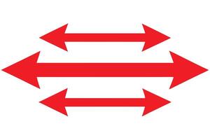 Three Pairs of Arrows Pointing Left and Right in Red Color on White Background vector