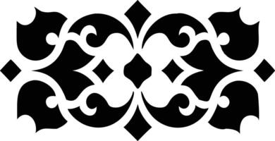 Decorative Black Abstract Border with Floral Elements and Diamond Shapes Art vector