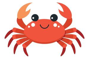 Cartoon Red Crab with Big Claws and Cute Smile on a White Background vector
