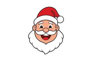 Festive Santa Claus Cartoon Face with Red Hat, White Beard and Smiling Expression vector