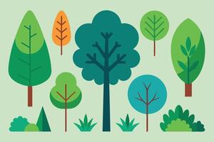 Flat Tree with Geometric Shapes on a Light Green Background vector