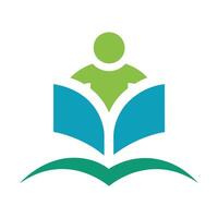 Person Reading Graphic, Blue Open Book Icon with White Background Symbol Study vector