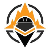 Abstract Hard Hat with Circle and Sharp Edges in Orange and Black with Transparent Background vector