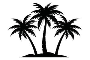 Three Palm Trees Silhouette on Transparent Background Design vector