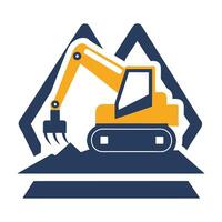 Excavator Digging Yellow Heavy Equipment on Transparent Background vector