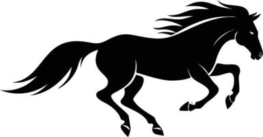 Elegant Black Horse Silhouette Running, Dynamic on Transparent Background vector