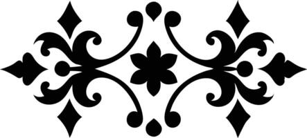Black Ornament Design Element with Flower Center on Transparent Background vector