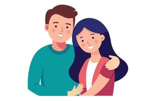 Smiling Young Couple Embracing Together on White Background in Flat Design vector