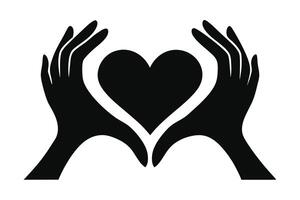 Heart Shape In Human Hands Silhouette Design on Transparent Background vector