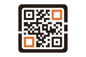 Stylized QR Code Design with Orange Accent on a Clean White Background vector