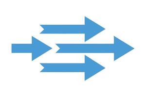 Convergence Three Blue Arrows Merging Into One on a White Background vector