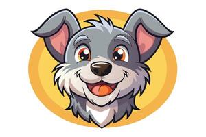 Cartoon Animal Head Design with a Happy Smile and Yellow Circle Background vector
