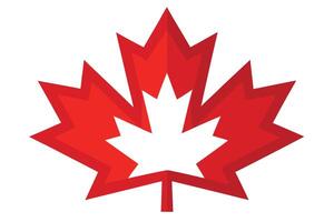 Red Maple Leaf Icon with White Center on a Clean White Background vector