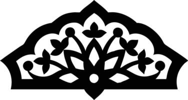 Ornament Design with Floral Accents in Black and White with Transparent Background vector