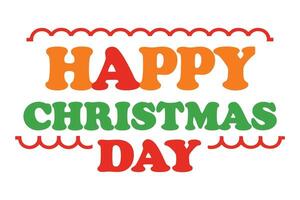 Happy Christmas Day Text with Festive Decorative Lines on White Background vector