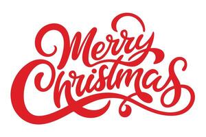 Merry Christmas Red Typography Calligraphy Greeting on White Background Art vector