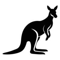 Silhouette of Standing Kangaroo Mammal Wild Australian Animal on White Background vector