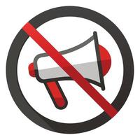 No Sound Symbol Red Diagonal Line Over Megaphone in Gray Circle on White Background vector