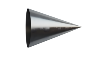 3D Rendered Metallic Cone Object with Reflective Surface and Gradient Lighting png