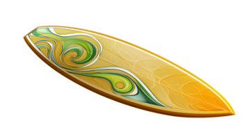 Abstract Swirl Design on a Surfboard Vibrant Colors and Dynamic Patterns for Creative Projects png
