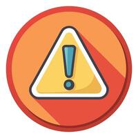 Warning Sign Icon with Exclamation Mark in Yellow Triangle on Orange Circle vector
