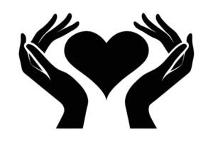 Two Hands Forming Heart Shape Silhouette on Transparent Background vector