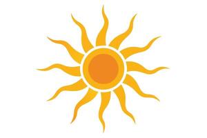 Orange Sun with Radiating Rays on Transparent Background Design vector