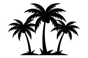 Three Palm Trees Silhouette with Transparent Background Tropical Summer Icon vector