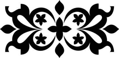Symmetrical Floral Ornament with Elegant Leaf and Flower Shapes on White vector