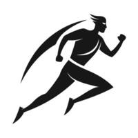 Stylized Silhouette of a Dynamic Runner with Motion Trails on Transparent Background vector
