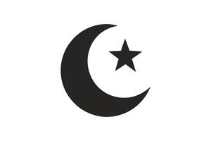 Crescent Moon and Star Symbol on White Background in Minimalist Style vector