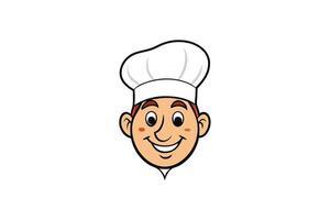Smiling Cartoon Chef With White Hat on Transparent Background Design vector
