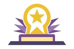 Golden Star inside Ring with Rays Abstract Award on Transparent Background vector