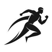 Black Silhouette of Athlete Running with Speed on a Transparent Background vector