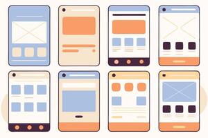 Hand Drawn Pastel Mockups of Mobile App Interfaces with Sketchy Outlines vector