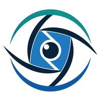 Eye Shape Design with Square Pupil and Circular Iris on White Background vector