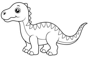 Outlined Cartoon Dinosaur Diplodocus With Spikes in Transparent Background vector