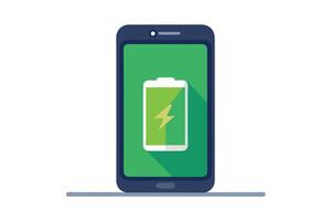 Modern Cellphone with Green Battery Icon Display on Transparent Background vector