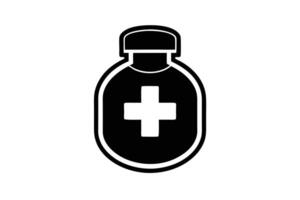Medical Bottle with Plus Sign Symbol on Transparent BG vector