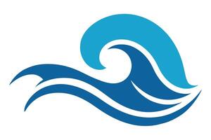 Stylized Blue Ocean Wave Element on Transparent Background vector