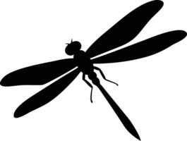 Dragonfly Silhouette with Detailed Wings on Transparent Background Design vector