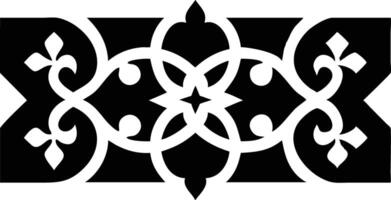 Symmetric Floral Ornament in White on Transparent Background, Decorative Element vector